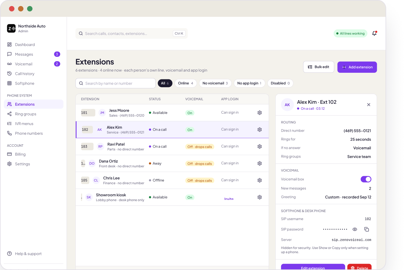 Extensions list